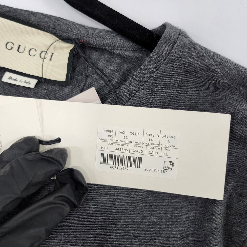 Unisex NWT Gucci Classic Logo Print T-shirt Gray sz XL - Picture 7 of 7